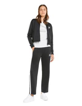 chaqueta puma t7 crop track negro blanco de mujer.