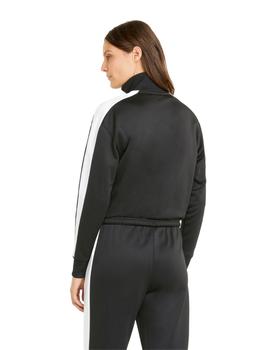 chaqueta puma t7 crop track negro blanco de mujer.