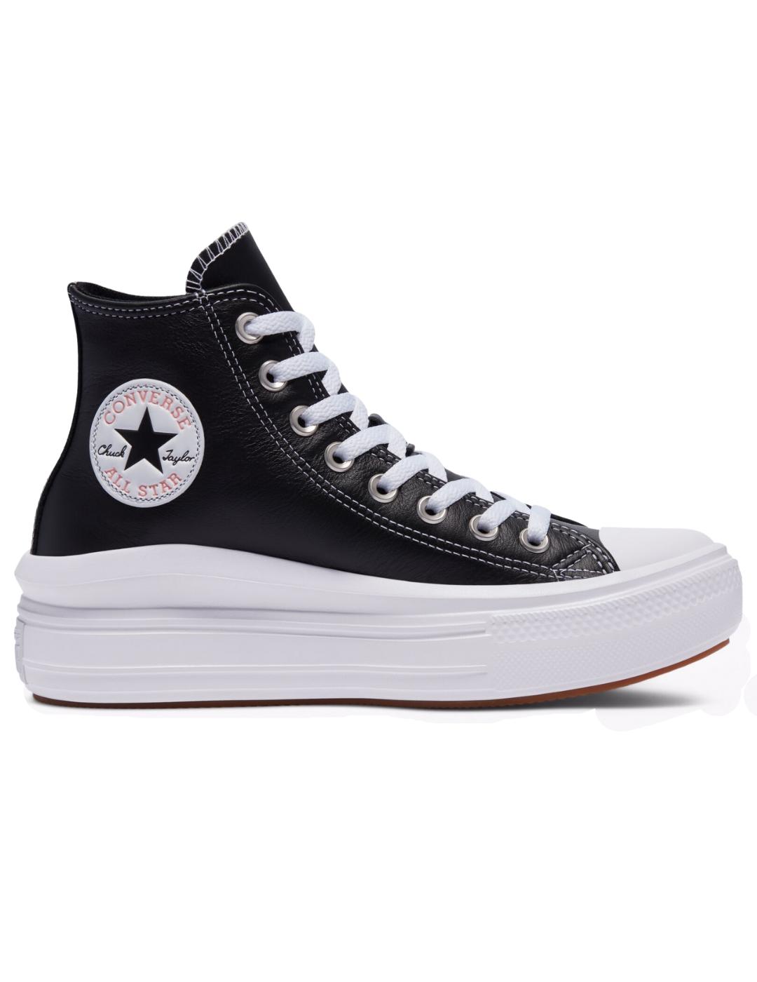 Zapatillas converse all star move negro piel de mujer.