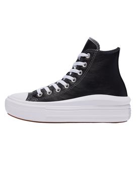 Zapatillas converse all star move negro piel de mujer.