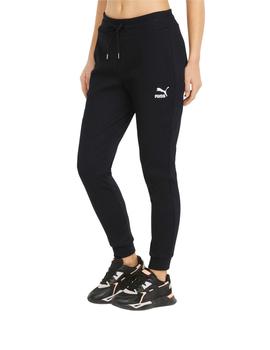 pantalon acanalado puma classic ribbed slim negro de mujer.