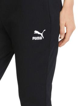 pantalon acanalado puma classic ribbed slim negro de mujer.