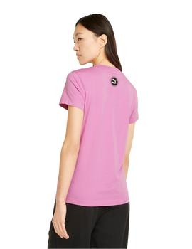 camiseta puma swxp graphic rosa de mujer.