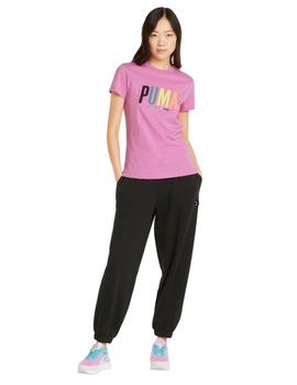 camiseta puma swxp graphic rosa de mujer.