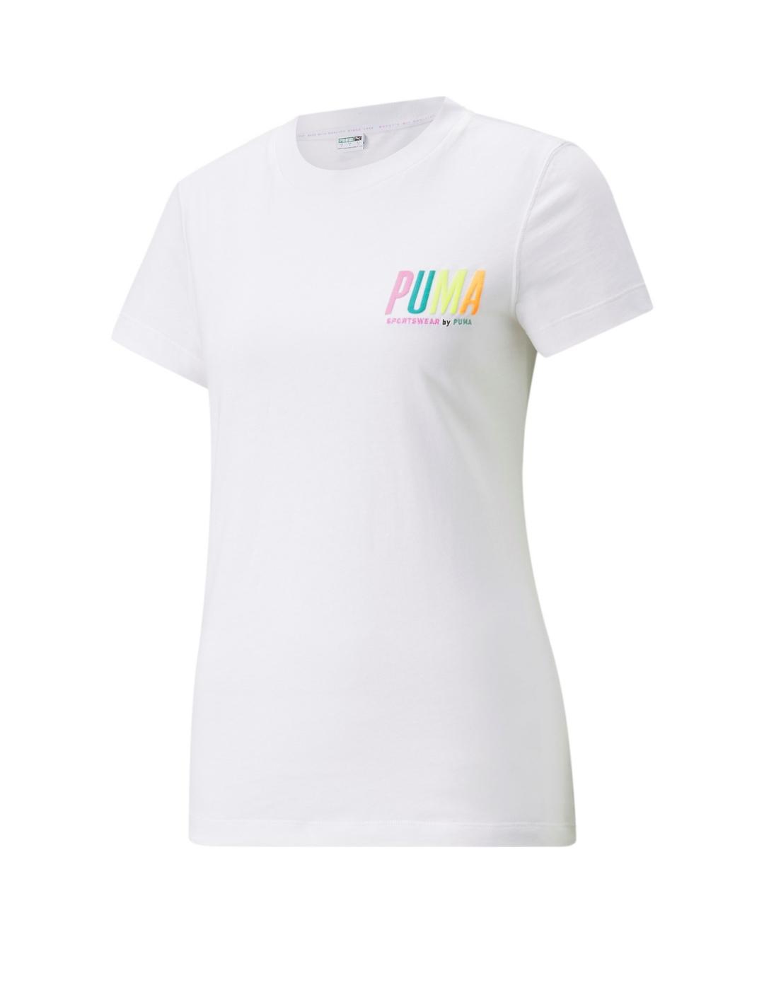 camiseta puma swxp graphic blanco de mujer.