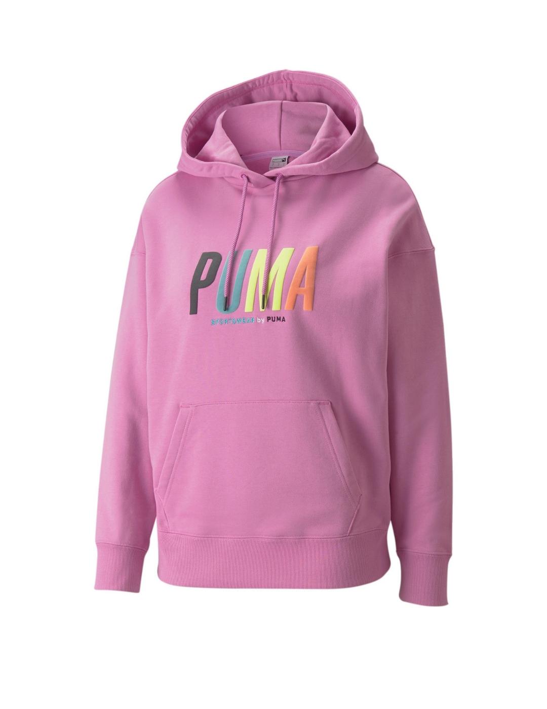 sudadera con capucha puma swxp graphic rosa de mujer.