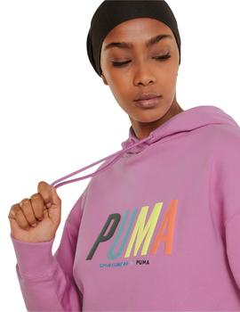 sudadera con capucha puma swxp graphic rosa de mujer.