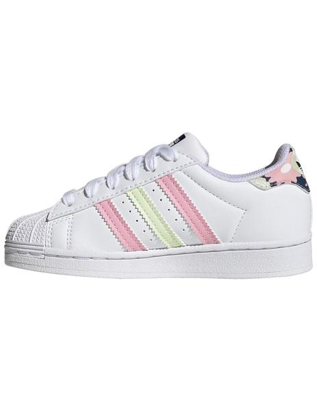 Zapatillas adidas superstar c rosa de niña.