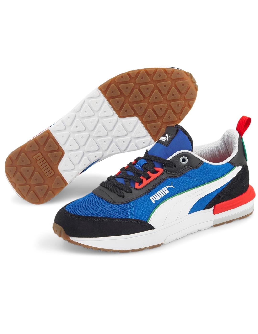 Denso estaño Gimnasia Zapatillas puma r22 azul negro de hombre.