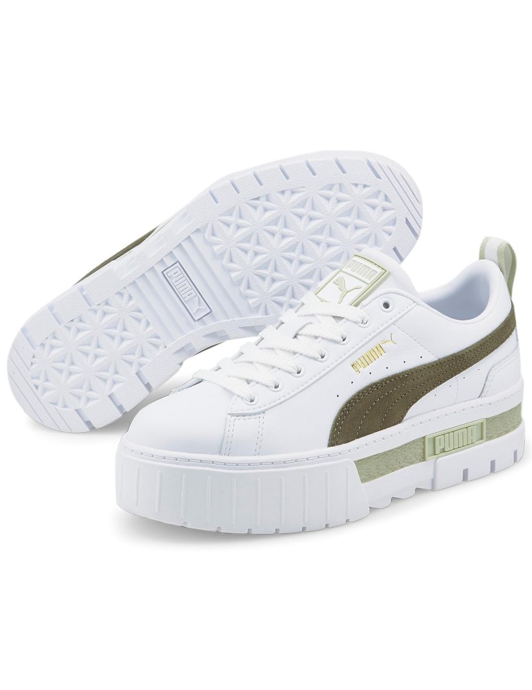 Zapatillas puma mayze leather blanco de mujer.