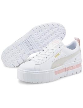 Zapatillas puma mayze lth blanco beige rosa de mujer.