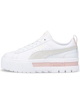 Zapatillas puma mayze lth blanco beige rosa de mujer.