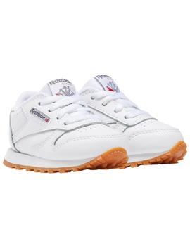 Zapatillas reebok classic leather blanco caramelo de bebe.