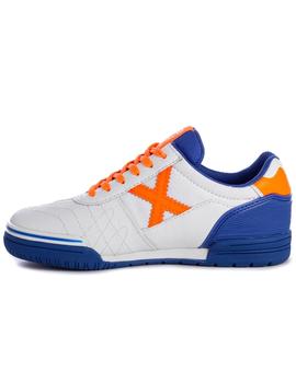 Zapatillas munich g3 indoor blanco naranja de niño.