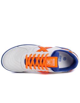 Zapatillas munich g3 indoor blanco naranja de niño.