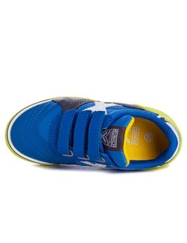 Zapatillas munich g3 indoor azul amarillo de niño.