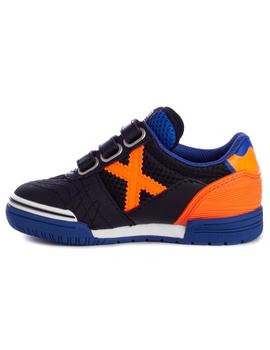 Zapatillas munich g3 indoor negro naranja de niño.