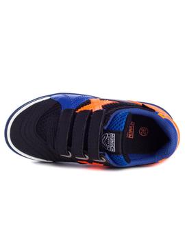 Zapatillas munich g3 indoor negro naranja de niño.