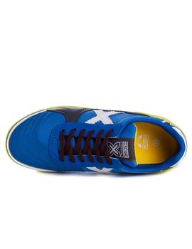 Zapatillas munich g3 indoor azul amarillo de niño.