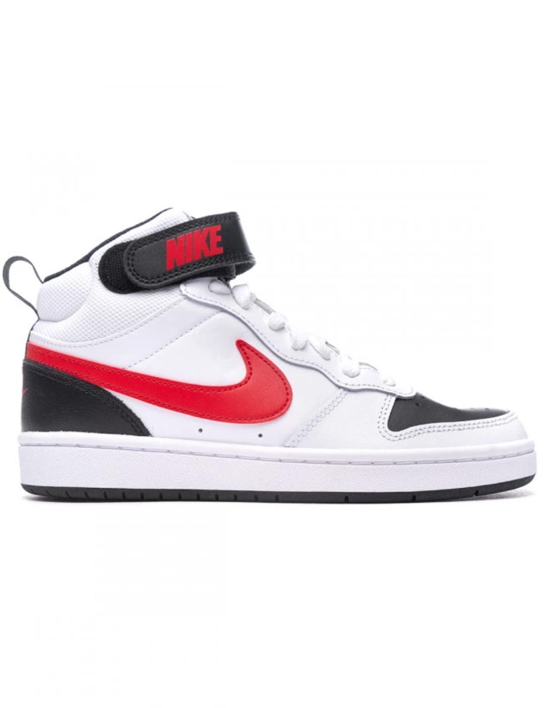 Zapatillas nike court borough mid 2 gs blanco rojo