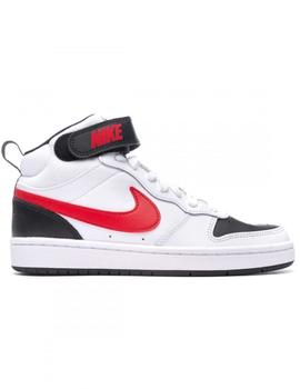 Zapatillas nike court borough mid 2 gs blanco rojo de ni