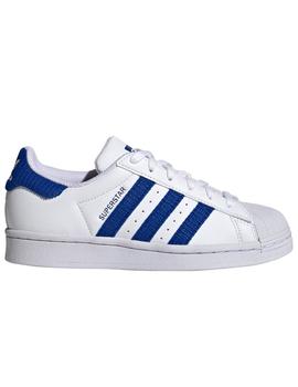 Zapatillas adidas superstar j blanco azul de