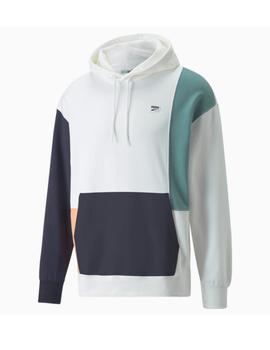 sudadera puma downtown colblock blanco de hombre.