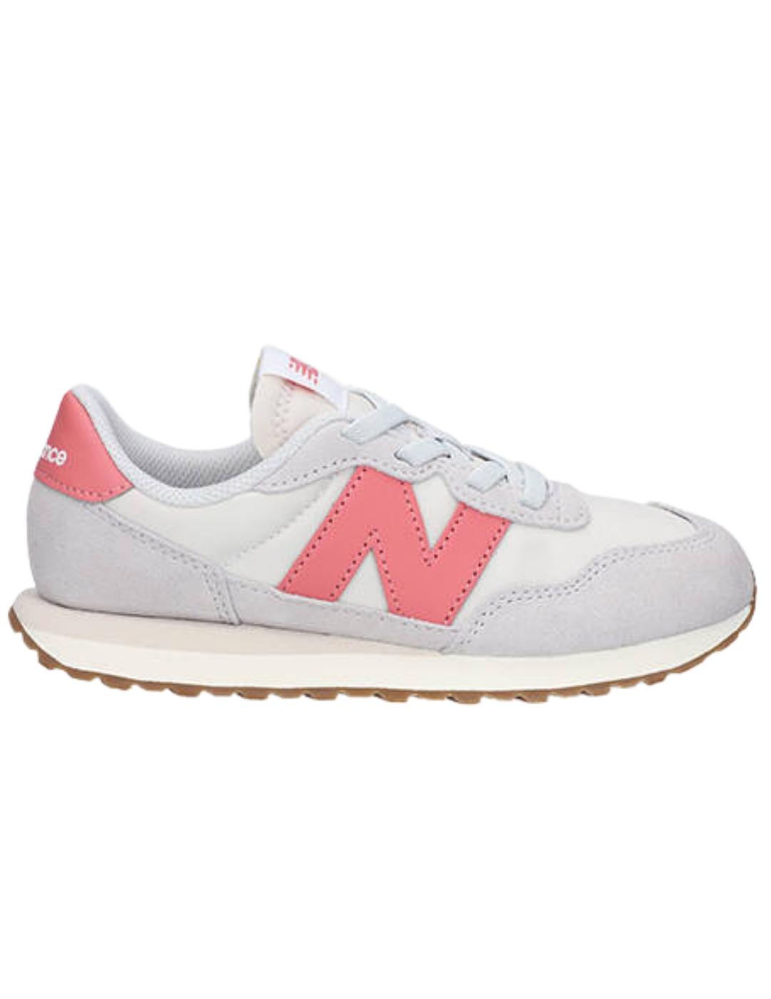 Zapatillas new balance ph237pk gris rosa de niña.