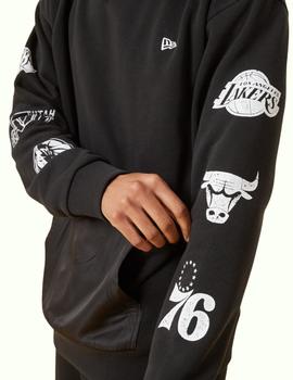 sudadera new era nba multilogo sleeve negro de hombre.