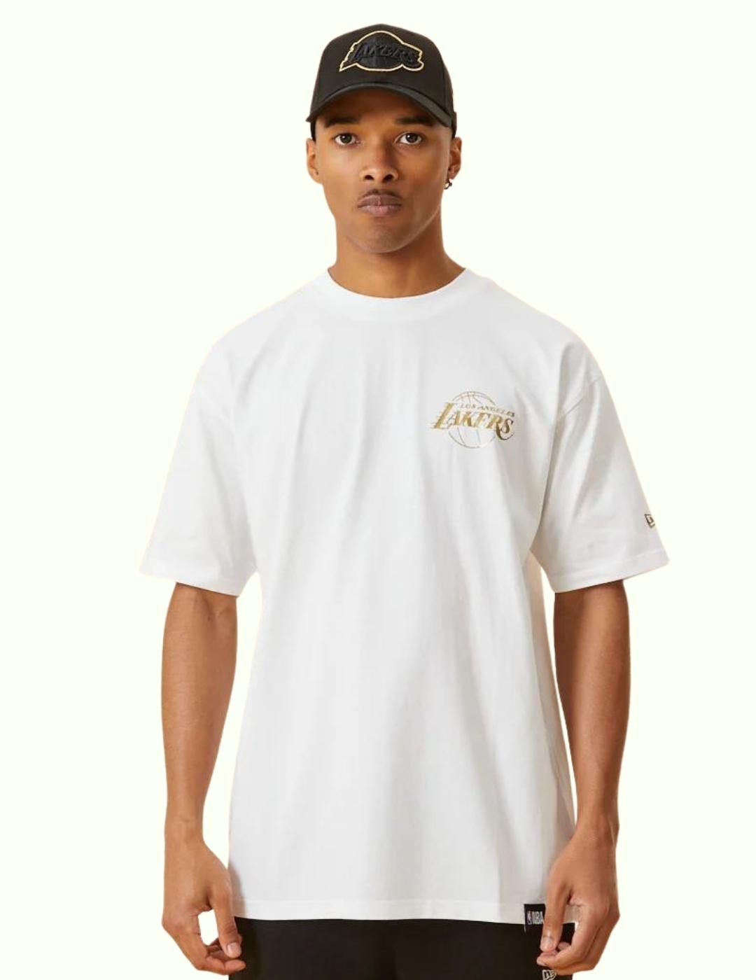 camiseta new era blanco dorado hombre.