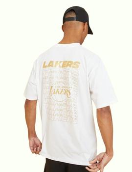 camiseta new era lakers blanco dorado de hombre.