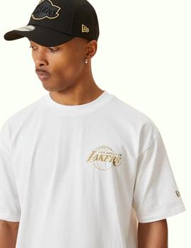 camiseta new era lakers blanco dorado de hombre.