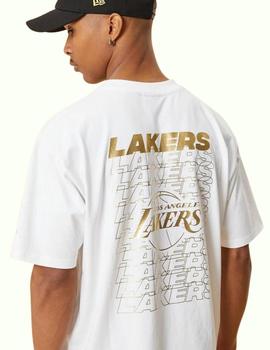 camiseta new era lakers blanco dorado de hombre.