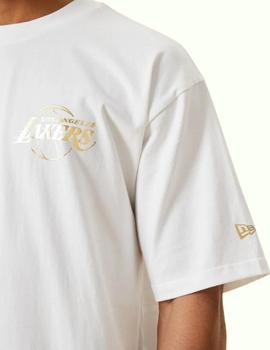 camiseta new era lakers blanco dorado de hombre.