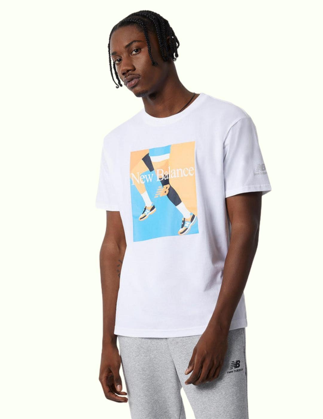 Camiseta NB Essentials Good Vibes Run blanco de hombre.