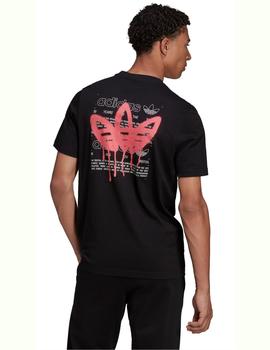 camiseta adidas Trefoil Graffiti Back Logo negro de hombre.