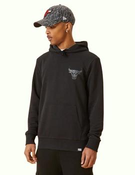 sudadera con capucha New Era logo chicago bulls negro.