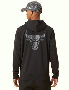 sudadera con capucha New Era logo chicago bulls negro.