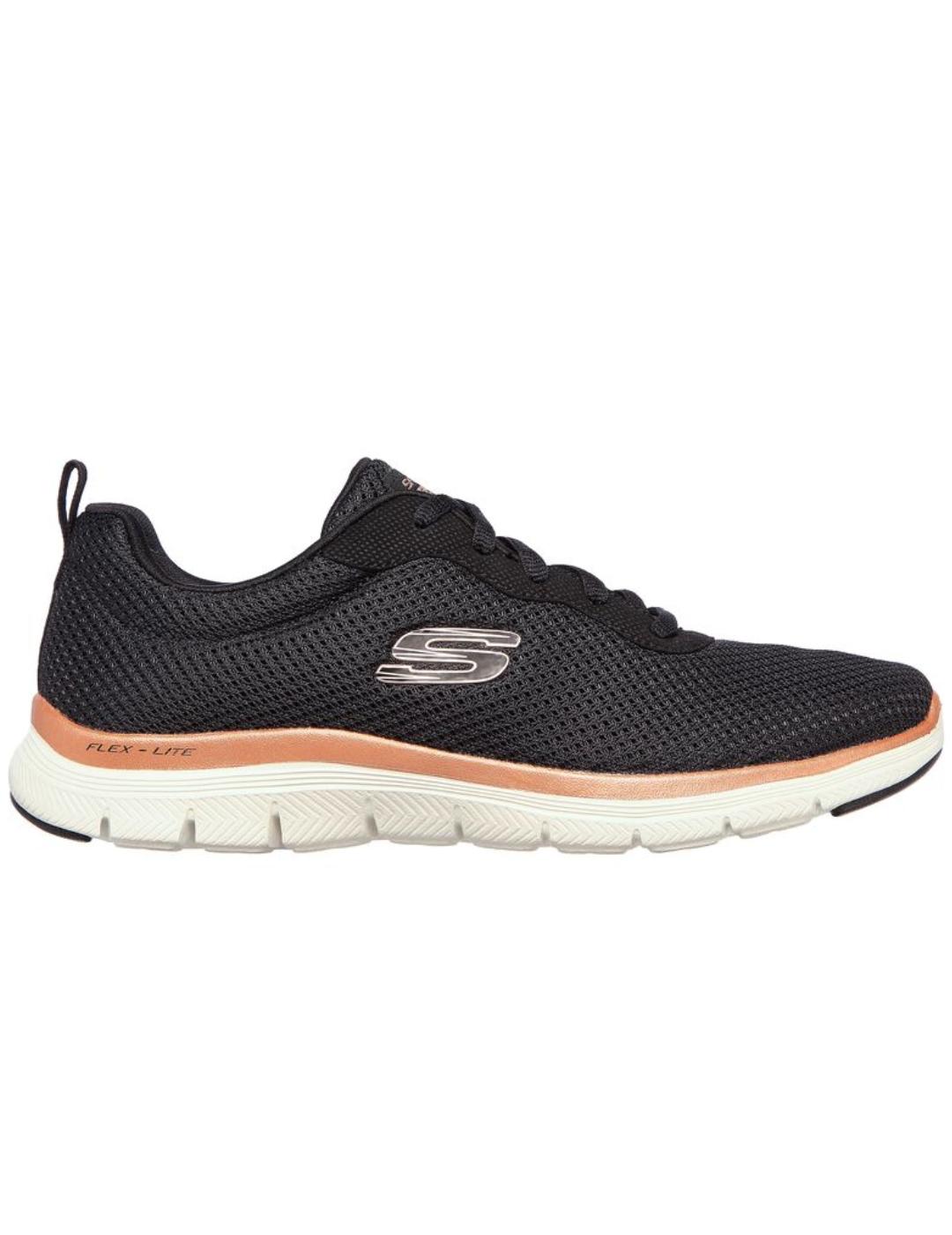 Zapatillas skechers flex appeal 4.0 negro de mujer.