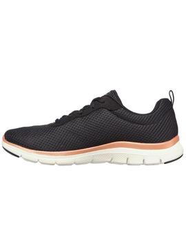 Zapatillas skechers flex appeal 4.0 negro de mujer.