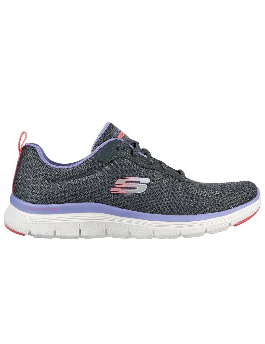 Zapatillas skechers flex appeal 4.0 gris de mujer.