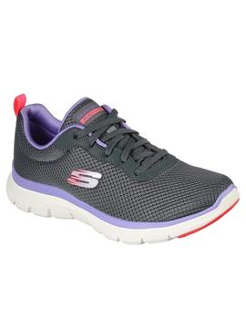 Zapatillas skechers flex appeal 4.0 gris de mujer.