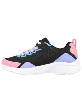 Zapatillas skechers microspec bright retros negro de niña.