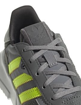 Zapatillas adidads retropy f2 c gris de niño.