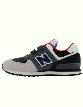 Zapatillas new balance pv574lb1 gris negro de niño.