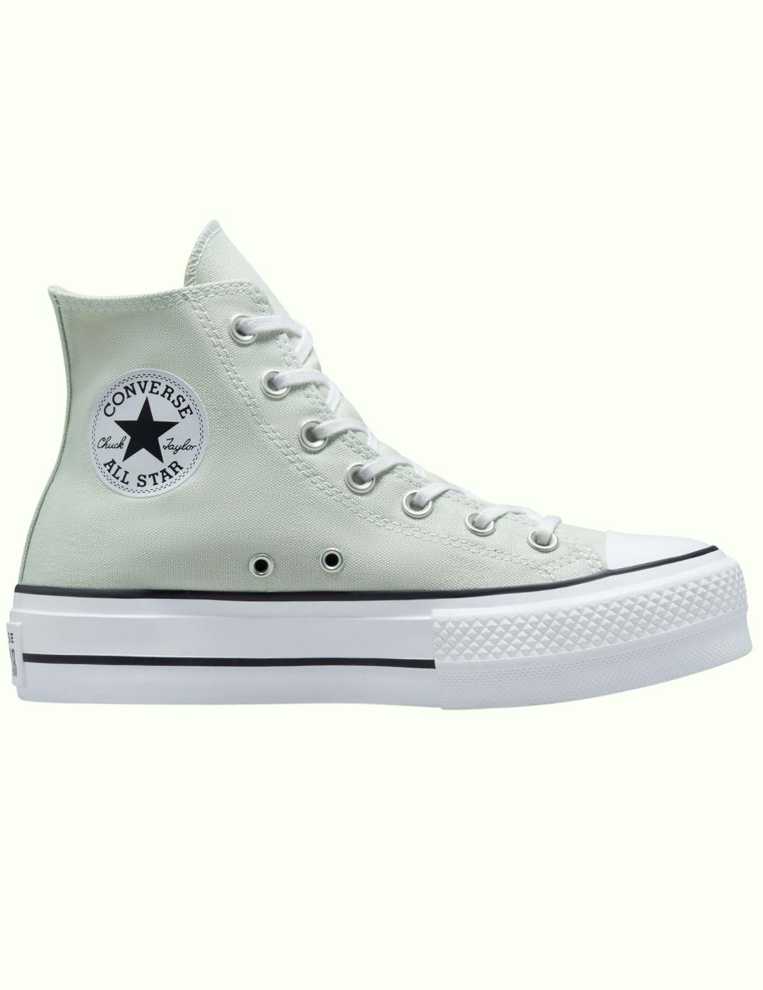 Zapatillas converse all star plataforma hi light silver.