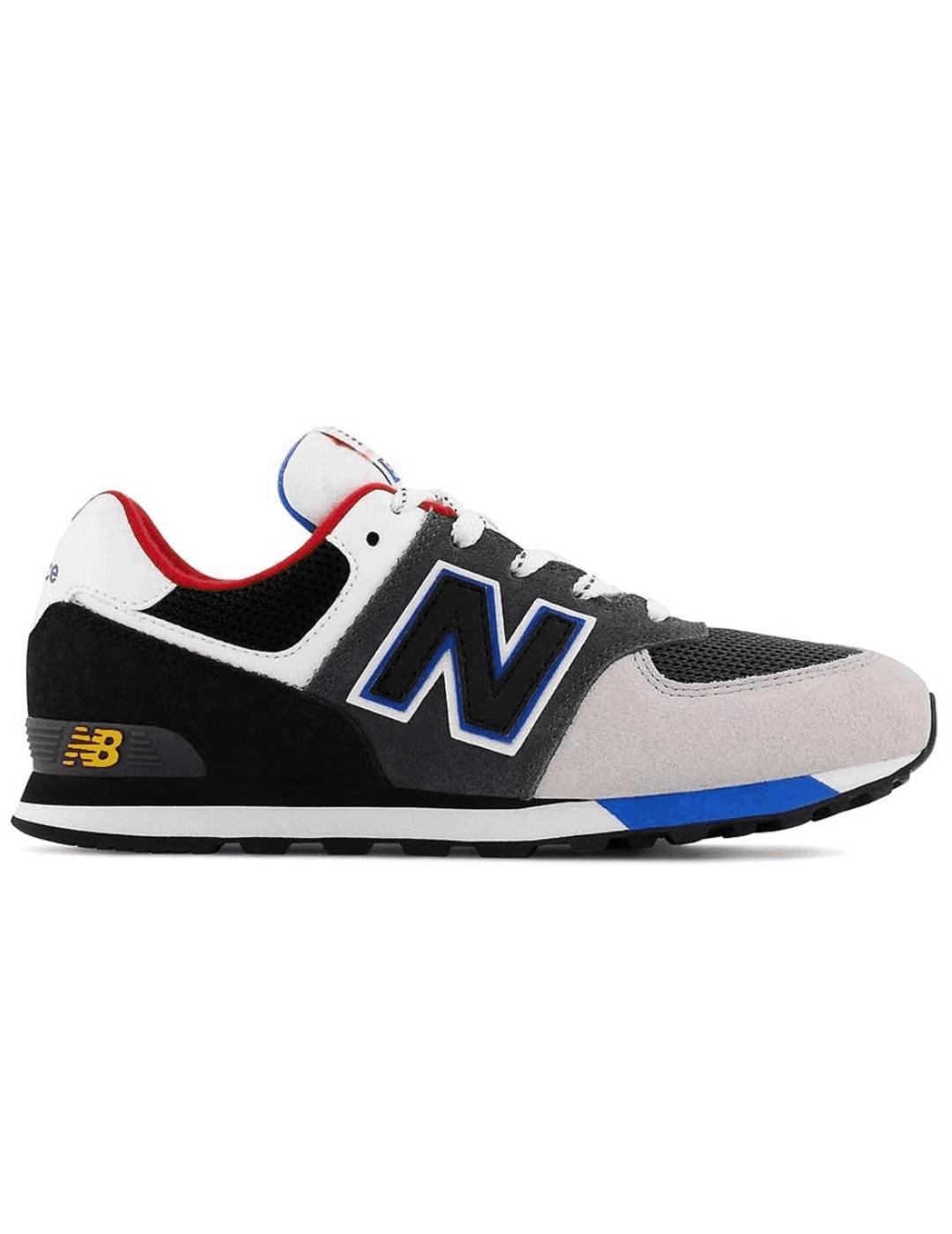 Zapatillas new balance gc574lb1 gris negro de niño.