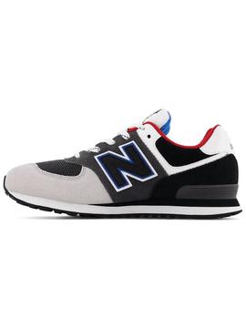 Zapatillas new balance gc574lb1 gris negro de niño.