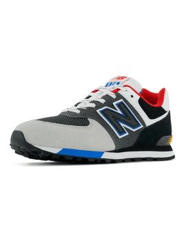 Zapatillas new balance gc574lb1 gris negro de niño.