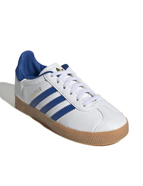 Zapatillas gazelle blanco azul de niño.